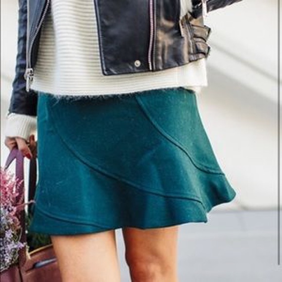 J. Crew Dresses & Skirts - J Crew • Forest Green Wool Flare Mini Skirt